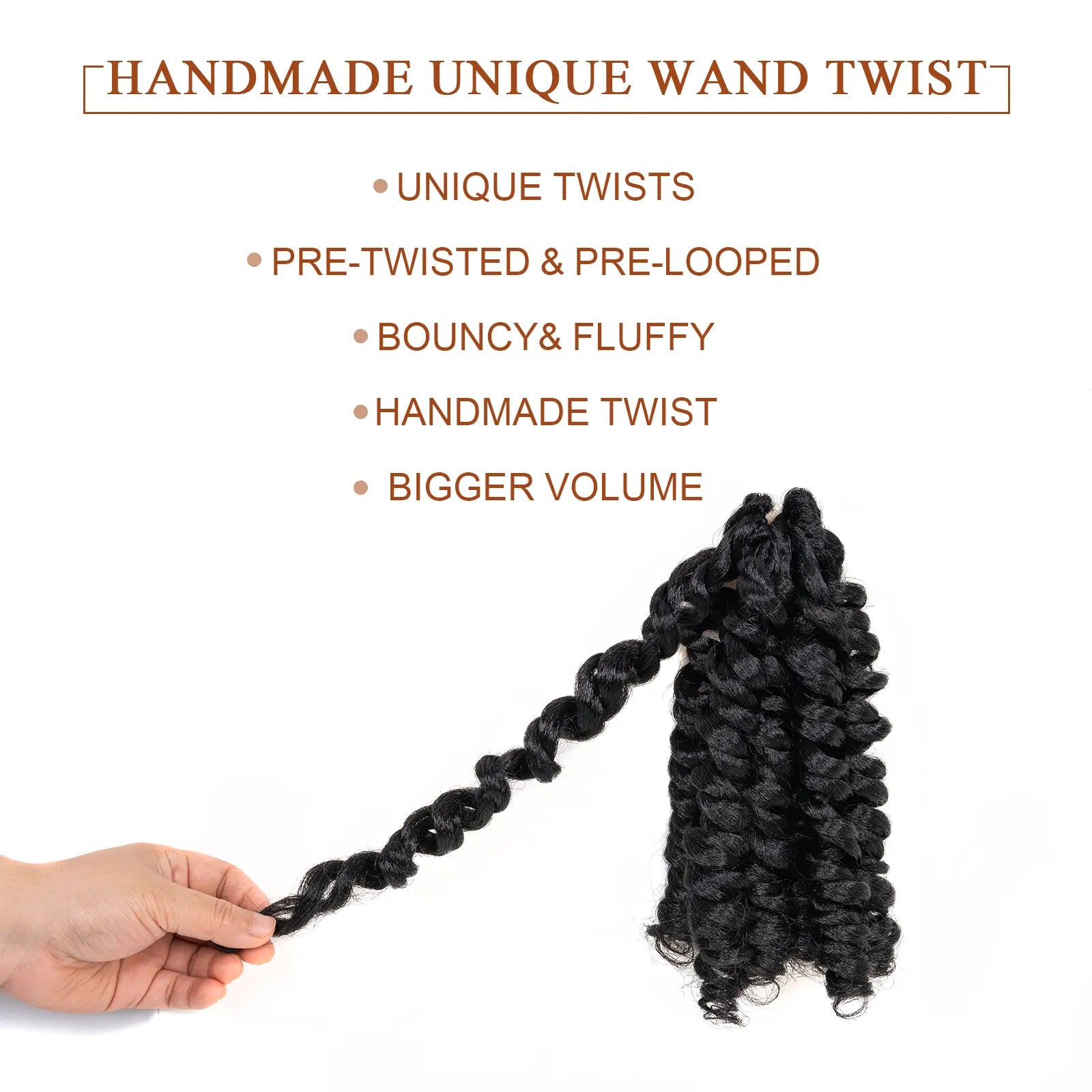 Clearance | Toyotress Wand Twist Crochet Hair | 10-12 Inch Natural Black Pre-twisted Jamaican Bounce Wand Twist Crochet Braids Synthetic Braiding Hair Extensions Toyotress